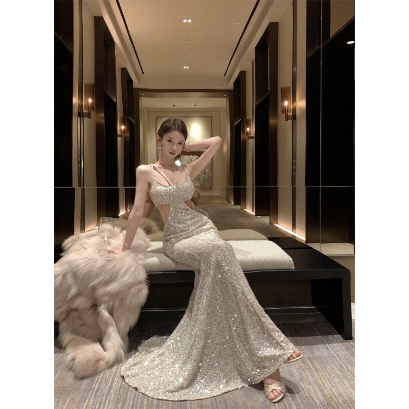 【急速出荷】送.料.無.料.星河人魚姫スパンコール ワンピース 結婚式OL正式な場合礼装 誕生日/成人式 ドレス