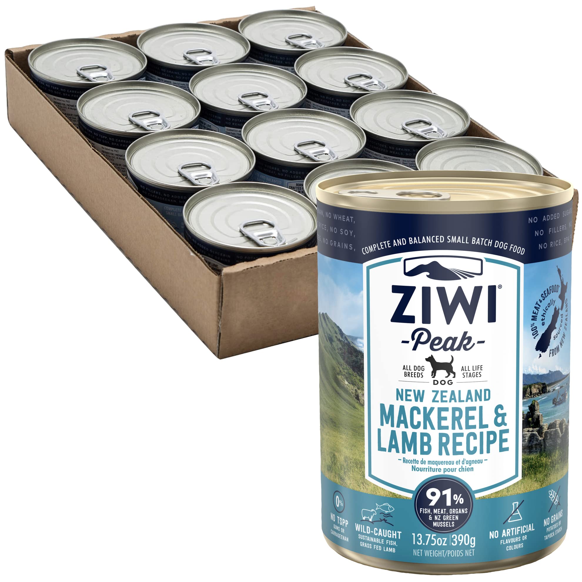 ジウィピーク (ZIWI Peak) ドッグ缶 マッカロー&ラム 390g×12缶 (ケース販売)