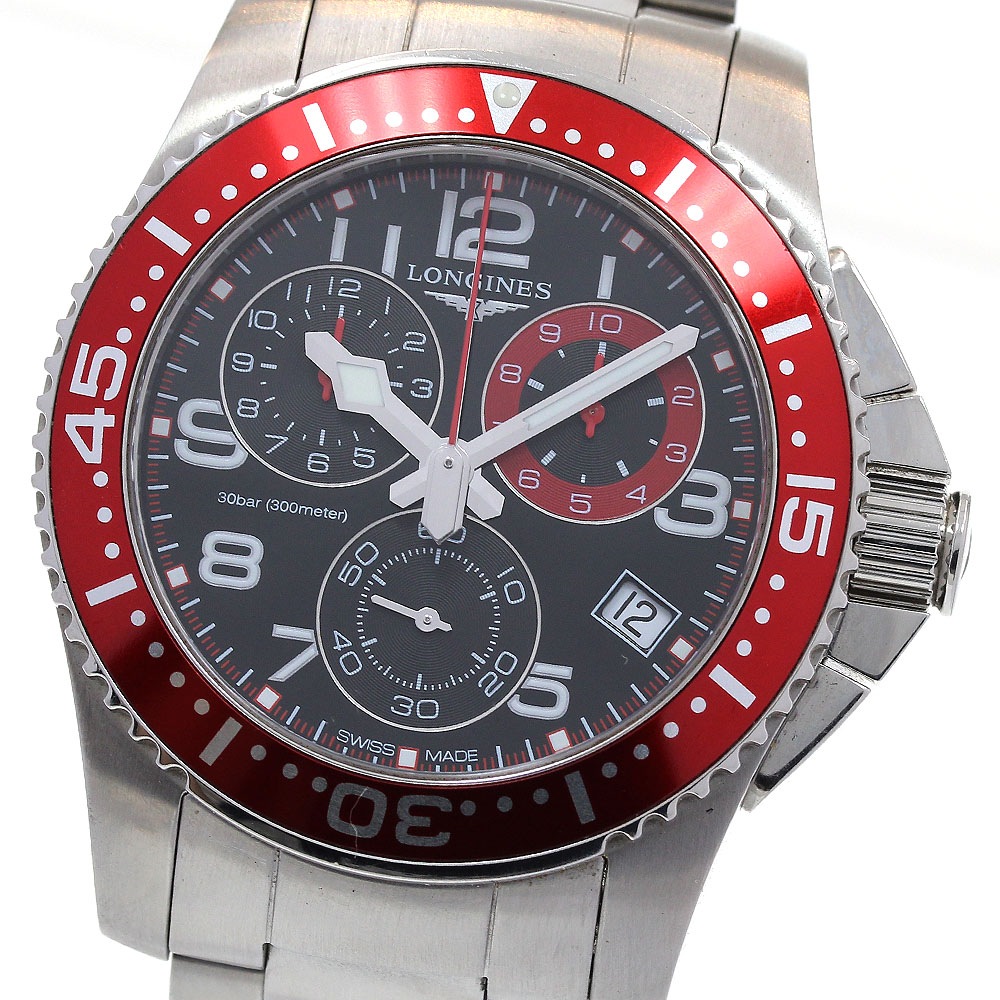 ロンジン LONGINES L3.690.4 ハイドロコンクエスト クロノグラフ デイト クォーツ メンズ _837221【中古】