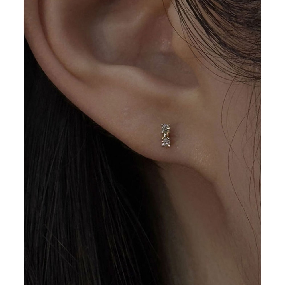 ヘレンジュエリー 14K ツインタイニーキュービックピアス