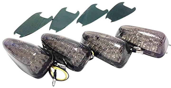 4個組 カスタム カウル ウインカー 貼り付けタイプ LED スモーク ウィンカー 汎用 225( スモーク)パーツ