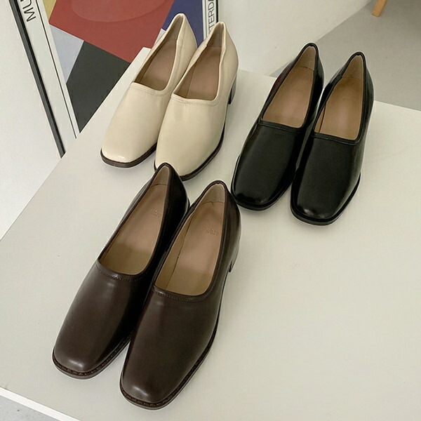 ローファー パンプス スクエアトゥ レディース ローヒール