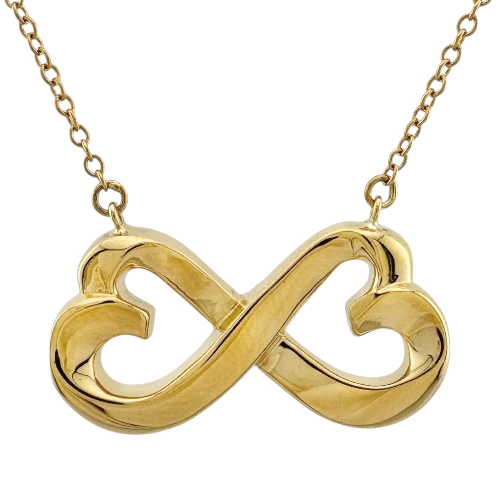 ティファニー ダブルラビングハート ネックレス 18金 K18イエローゴールド TIFFANY&Co. 中古 美品 60,500円