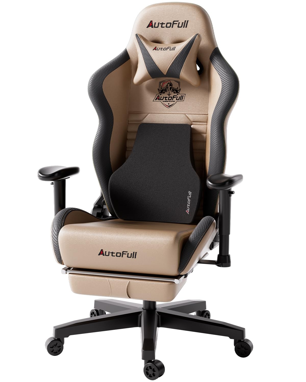 オートフル) ゲーミングチェア デスクチェア 座り心地最高 腰痛対策 昇降アームレスト オットマン付き 在宅 リモート PUレザー 茶色 3年保証 C3 71593