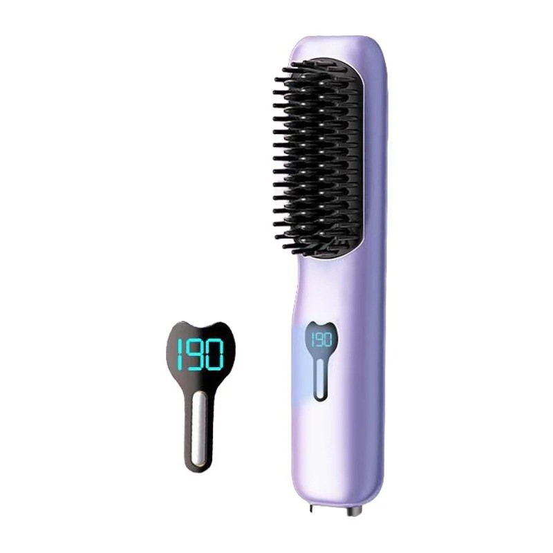 ワイヤレス縮毛矯正コームゼロ染色髪へのダメージなしふわふわの縮毛矯正アーティファクト内部バックル充電副子付き女性用マイナスイオンカーリングワンド高天井の寮用の両用家庭用火傷防止電気コームス30%までに