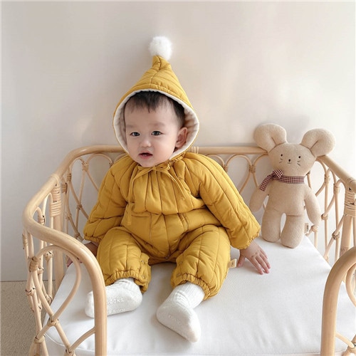 暖かい ロンパース カバーオール 誕生日 おしゃれ 冬服 出産祝い 防寒 ベビー服 ダウン 男の子 ジャンプスーツ かわいい 黄色 服 赤ちゃん 内祝い 中綿 冬 新生児 白 長袖 ベビー