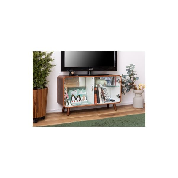 コレクションケース 約幅79.5cm ロータイプ ブラウン 脚付き 天然木 ラバーウッド 強化ガラス コレクションシェルフ 組立品