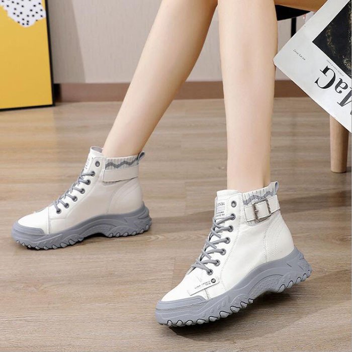 ショートブーツ レディース ワークブーツ ローヒール 厚底 シューズ 靴 無地 カジュアルシューズ