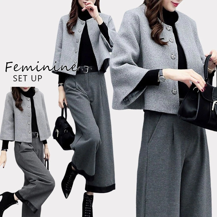 【新作】セットアップ 2点セット 冬 長袖 大人 上品 フォーマル 入学式 ママスーツ 卒業式 服 パンツスーツ 上下セット 40代 セレモニースーツ ママ セットアップ レディース 秋冬 おしゃれ