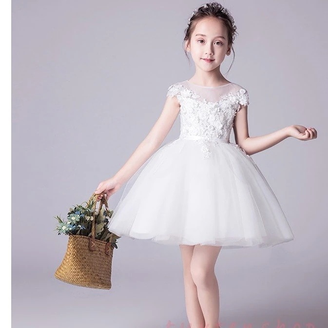 子供ドレス 結婚式七五三 姫様ワンピース 袖なし 白キッズフォーマルドレス ピアノ 演奏会フラワーガール パーティー 入学式 ジュニアドレス100160cm