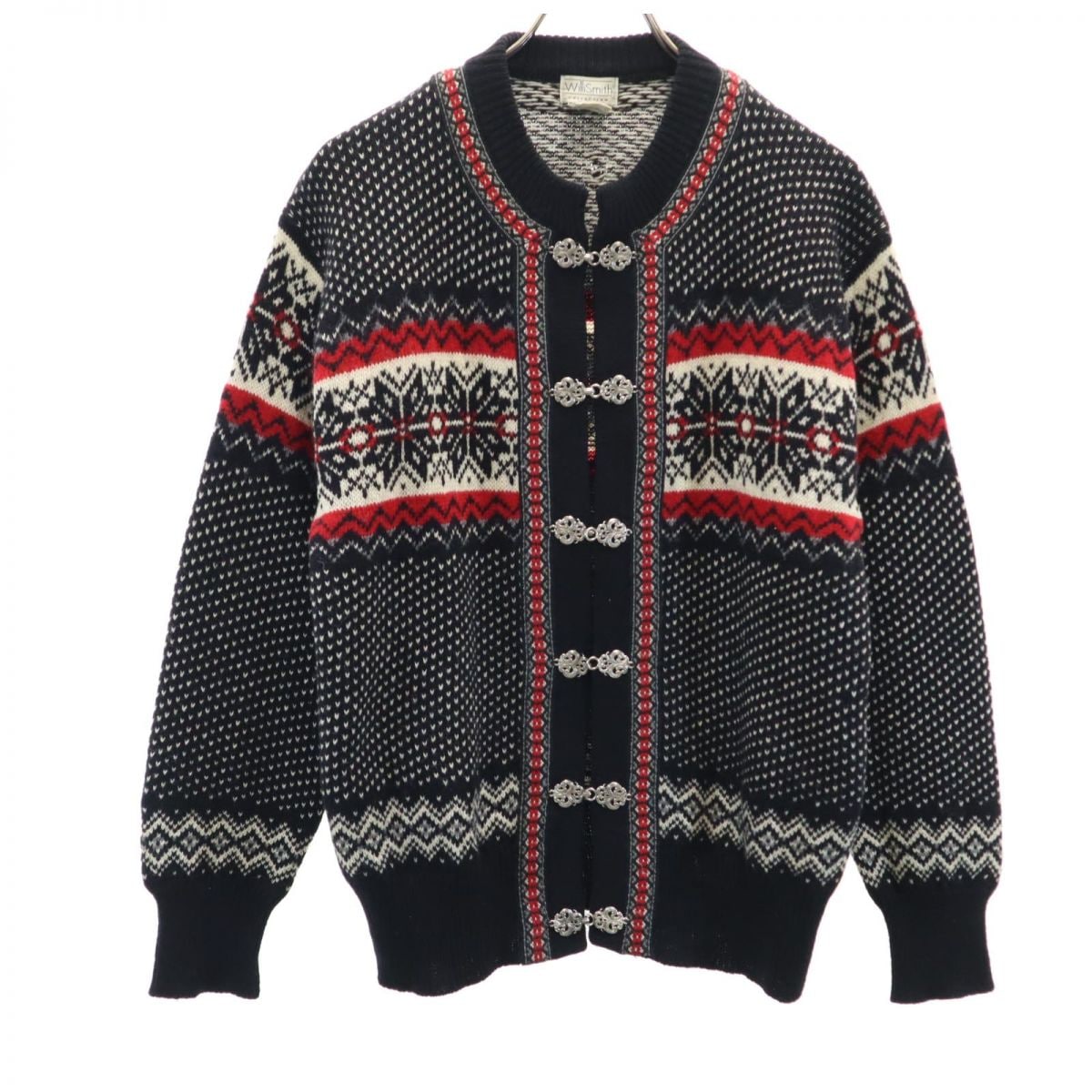 ウィリースミス 80s 90s ウール オールド 長袖 カーディガン Ｍ WilliSmith ニット メンズ