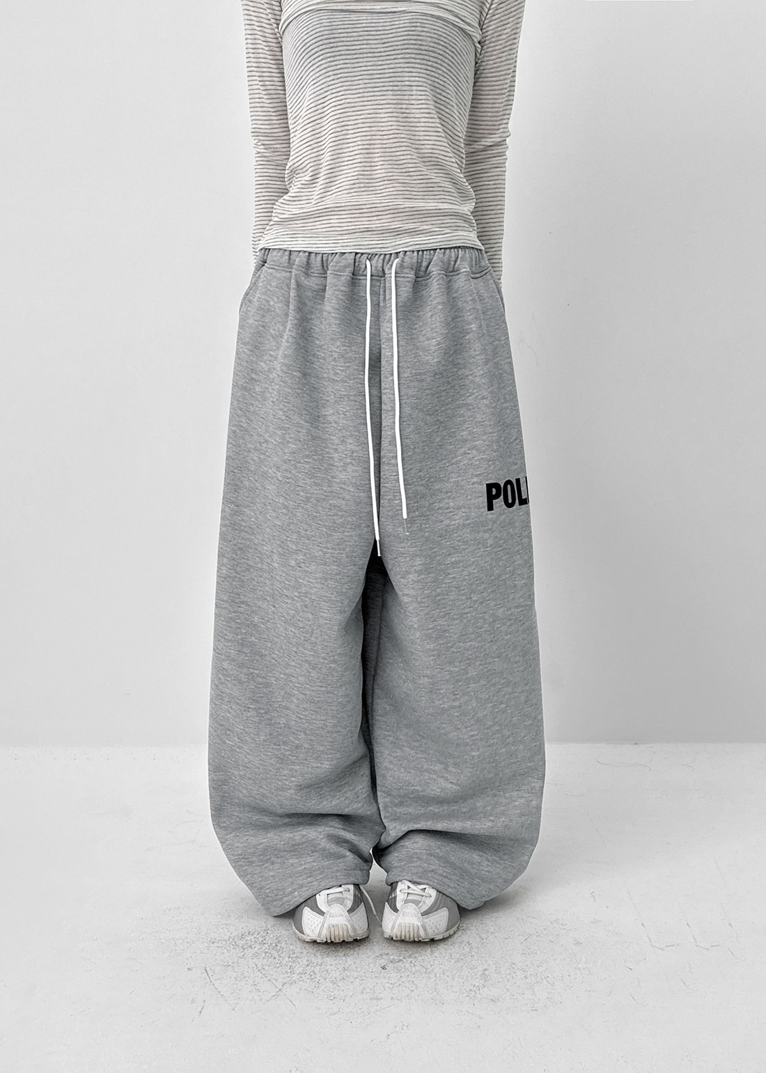 (UNISEX) エカットプリント起毛ワイドバンディングパンツ