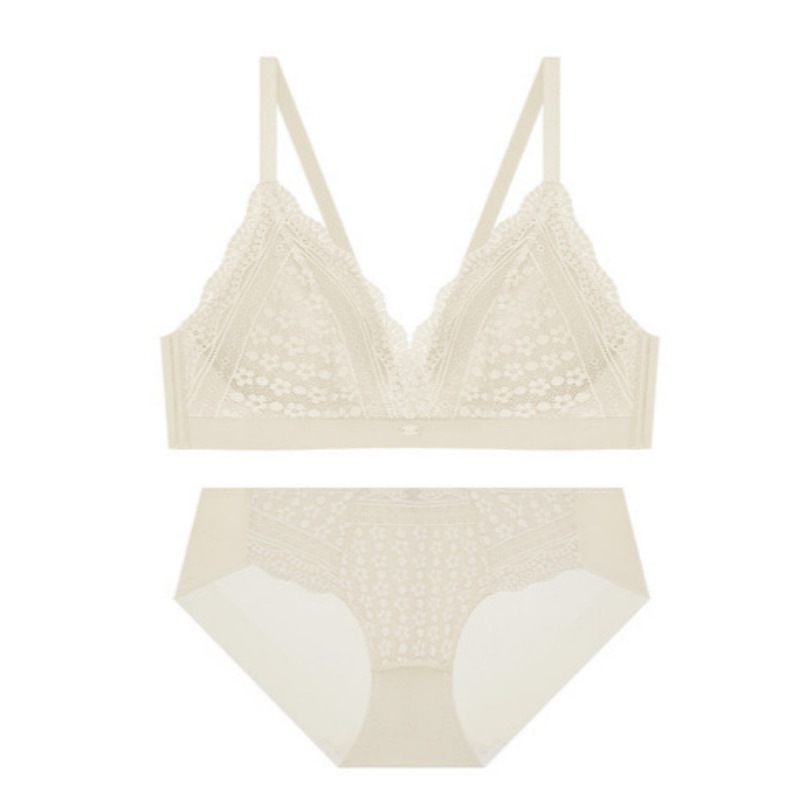 コンフォート バンド レース ブラレット パンツ セット - クリーム L 100