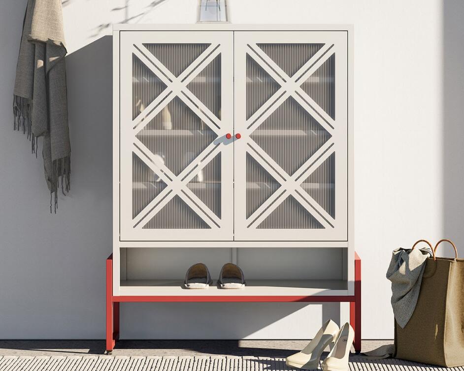 2025ホーム シューズラック　スチール製靴棚　現代　シンプル　ワードローブキャビネット靴キャビネット大容量収納　靴ラック　収納ロッカー　キャビネット脚付き