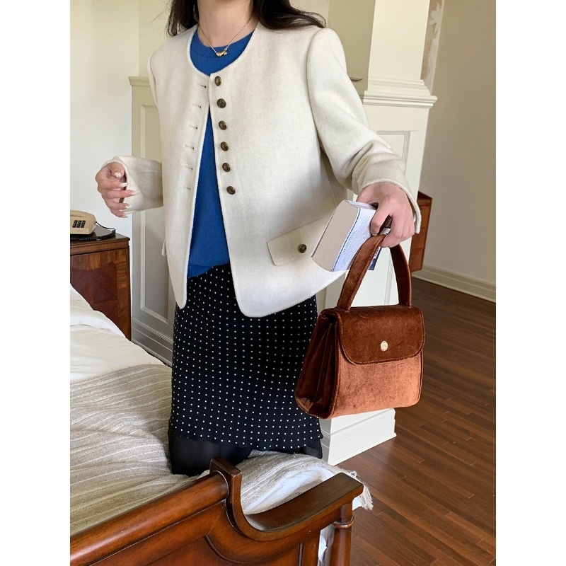 小さな男の子向けのエレガントなヘボン風テンセルウール両面ツイードジャケット 1999