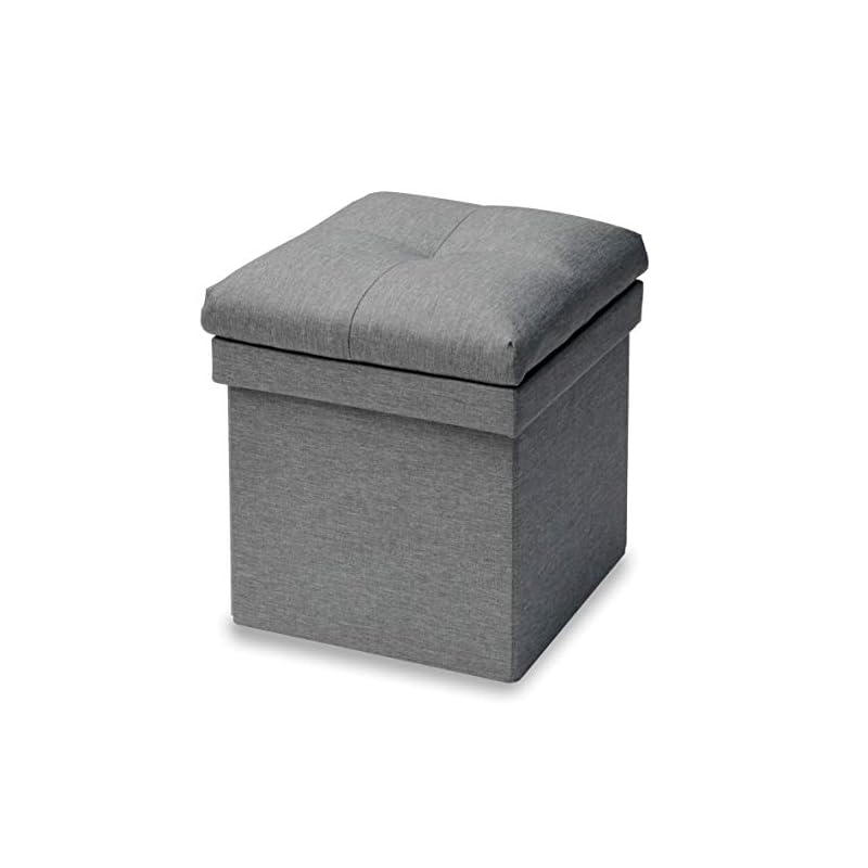 【即納】[山善] 収納スツール テーブル付き 座面が座布団にもなる 折りたためる オットマン 収納ボックス 椅子幅38奥行38高さ44cm かんたん組立 ライトグレー JLS-38Z(LGY)