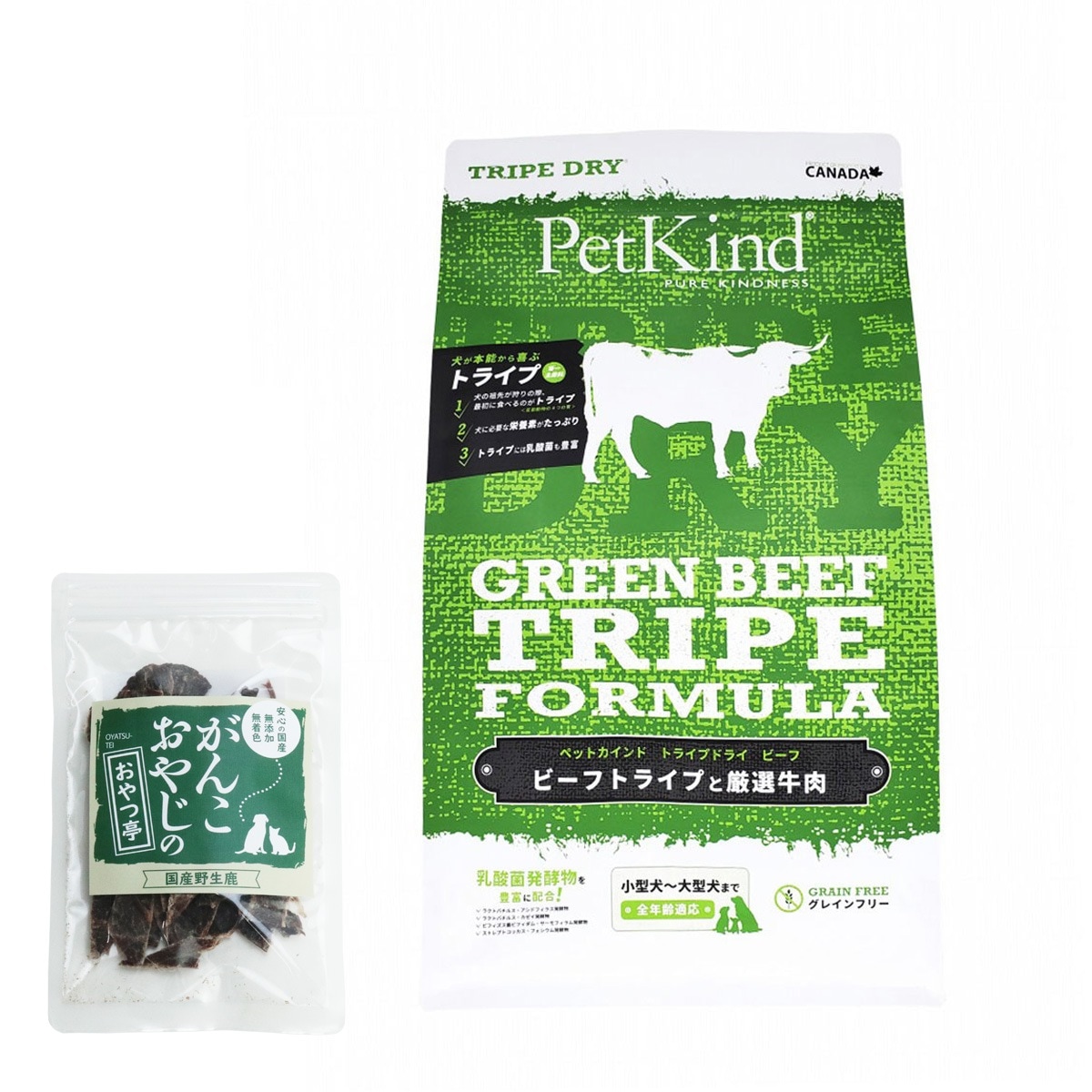 トライプドライ ドッグフード グリーンビーフトライプ フォーミュラ 2.72kg【国産鹿肉ジャーキー付き(お試しサイズ)】