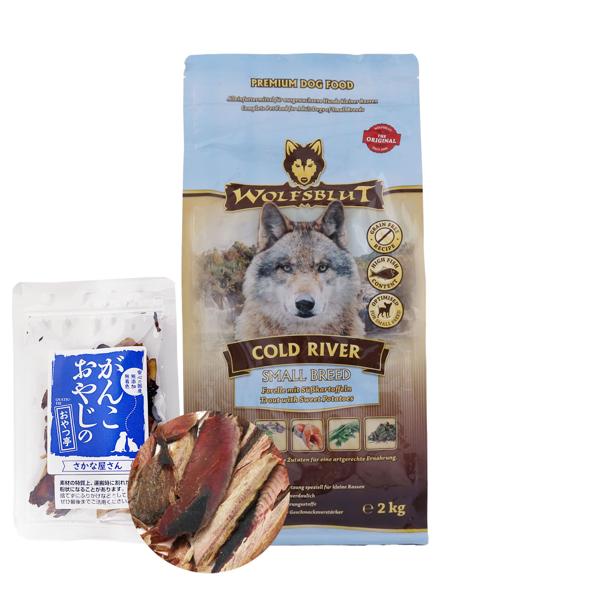 ウルフブラット スモールブリード コールドリバー（マスとスイートポテト）2kg 【お試し国産お魚厚削り15g付き】