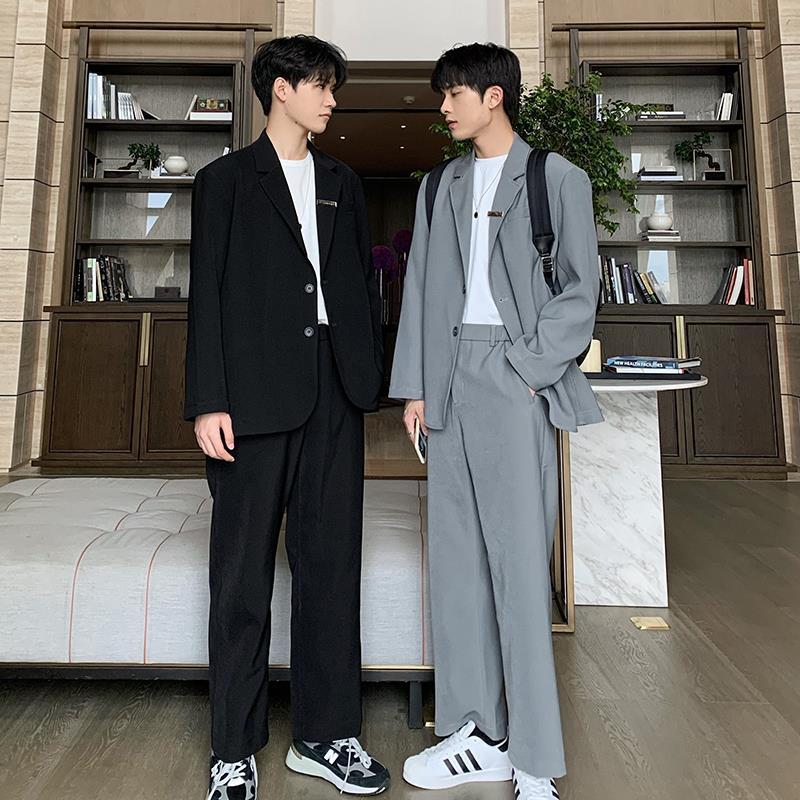 メンズセットアップ スーツ+パンツ 韓国ファッション 制服 2点セット カジュアル スーツセット