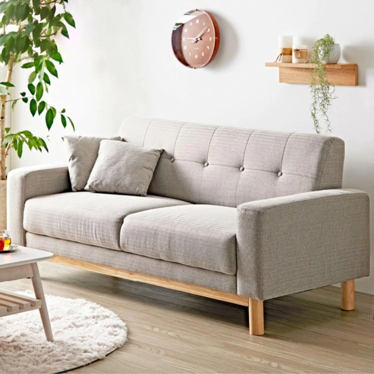 ソファ 2.5人掛け 幅160cm 木製 ファブリック ソファー コンパクトソファ 2人掛け 肘付き ひじ掛け コンパクト おしゃれ 北欧 ヘリンボーン 天然木脚 クッション付き