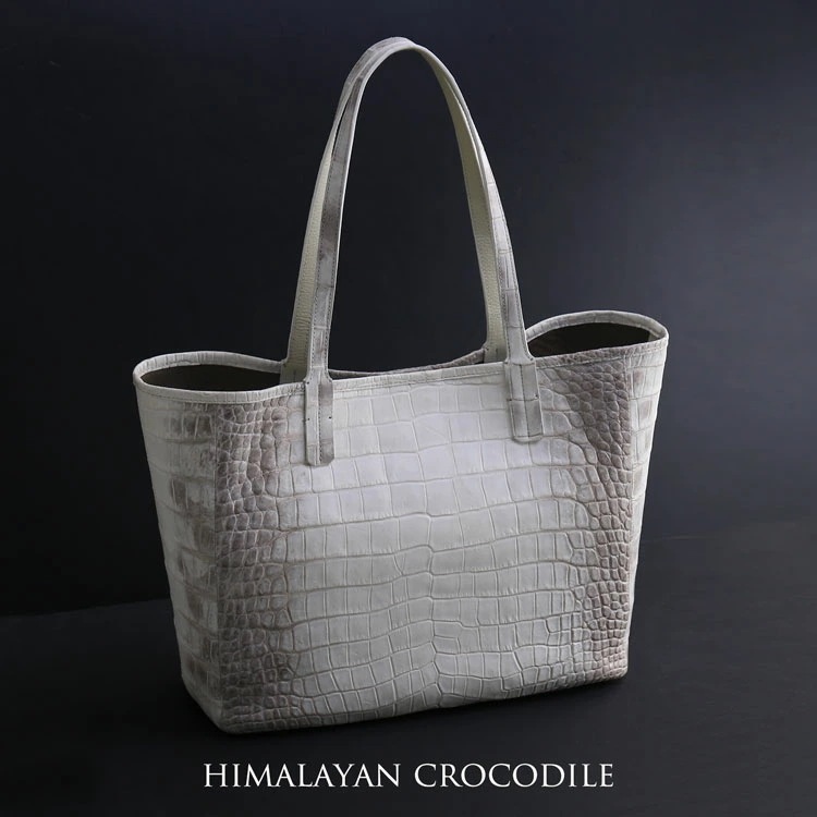 ヒマラヤ クロコダイル トートバッグ センター取り レディース 肩掛け 大きなハンドル 内装 ラムレザー 形が変わる 2way シルエット ナイルクロコダイル クロコダイルバッグ トート型 大容量 ビ