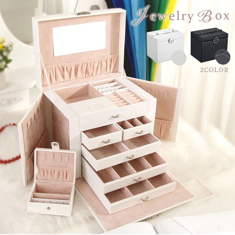 5段でアクセサリー大量収納 鍵付きだから大事なジュエリーもこれ1つに収納 ジュエリー アクセサリー 7,258円