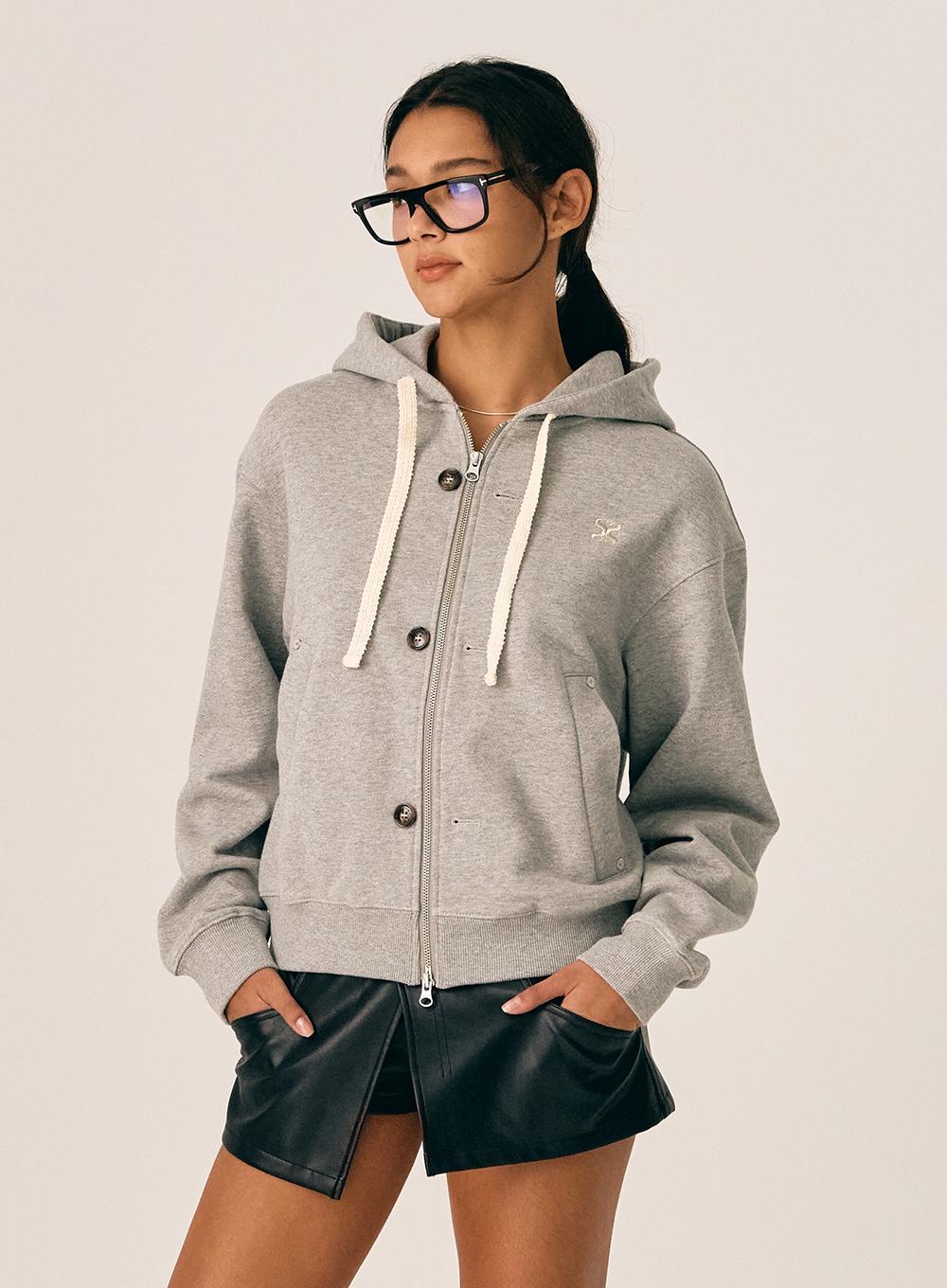 ★関税込★SATUR★Teo Cotton All Day Hood Zip-up★パーカー★ SATUR]Teo Cotton All Day フード Zip-Up☆韓国ファッション