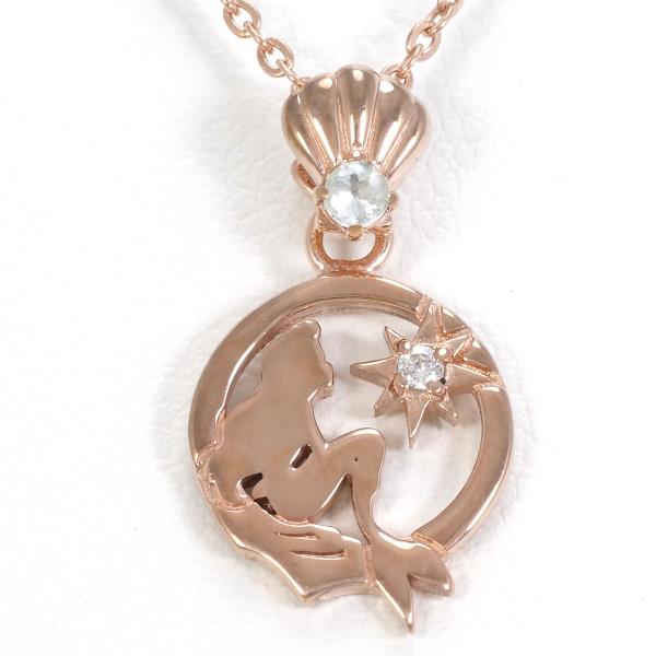 ディズニー リトル・マーメイド シルバー PGメッキ ネックレス アクアマリン ジルコニア 中古