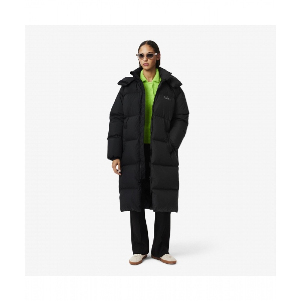LACOSTE レディースフード付きロングダウンジャンパー [ブラック]