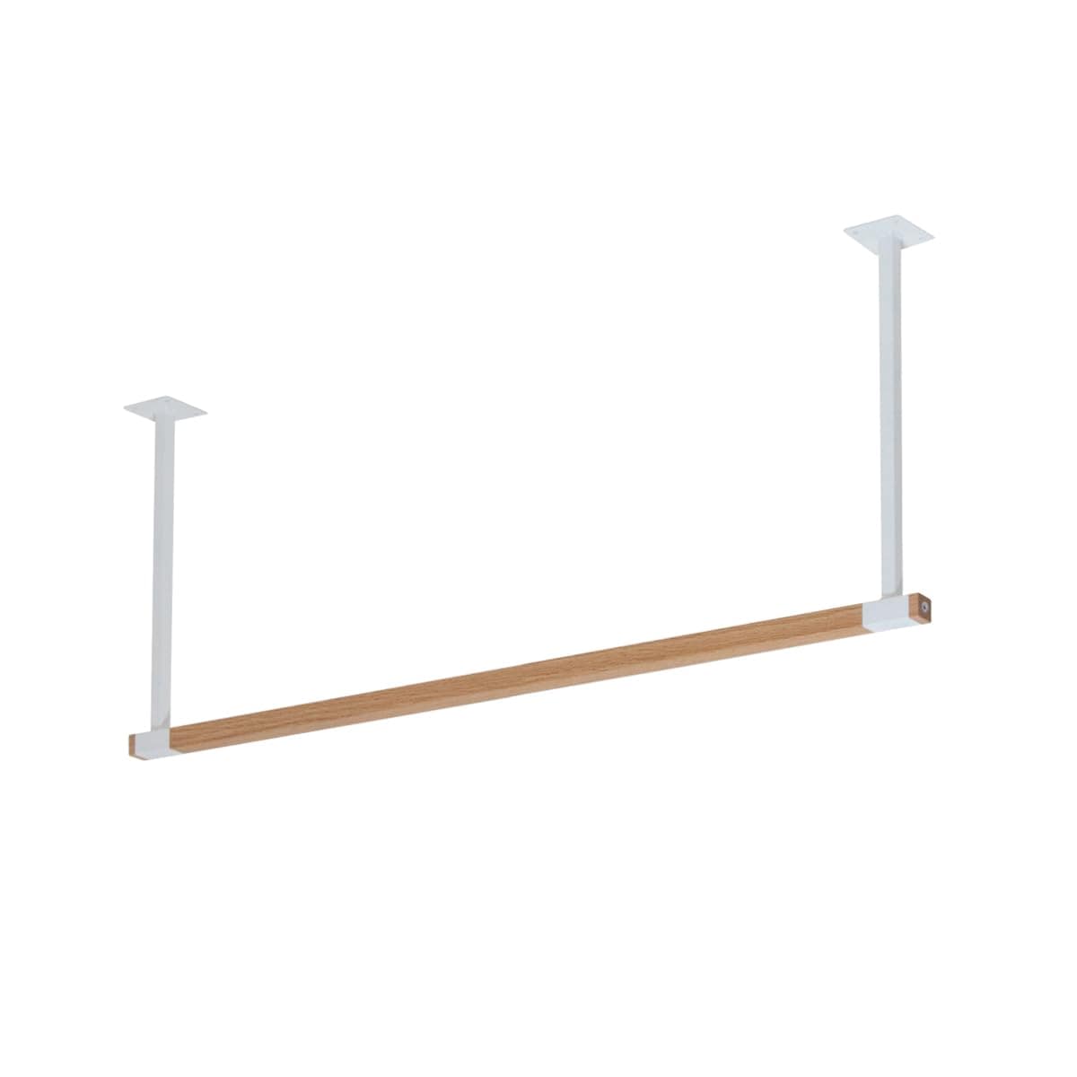 サンニード OHハンガーバー 1040 WH コの字 ホワイト ナチュラル 高さ40 アイアン ハンギングバー ハンガーラック 天井 木製 スチール製 OHB-100-WHNA