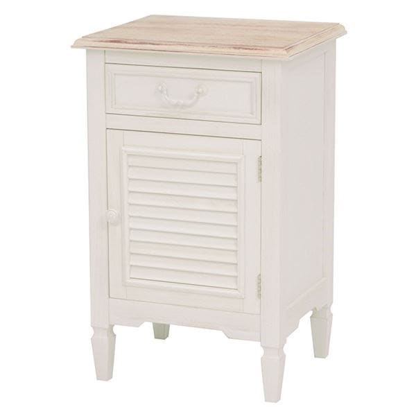 サイドチェスト/リビングチェスト 木製/桐 幅40cm 扉付き シャビーシック ホワイト（白）