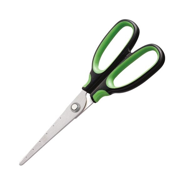 （まとめ）TANOSEE はさみ 刃先先丸 刃渡り65mm グリーン 1セット（10本） [x5]