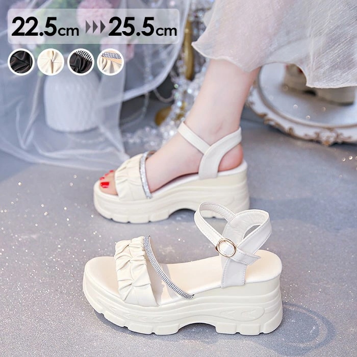 ストラップサンダル 厚底 サンダル レディース かかとあり キラキラ ウェッジソール 厚底サンダル 安定感 夏 ベルト 靴 女性 大人 美脚 シューズ シンプル dj077n1n1m6