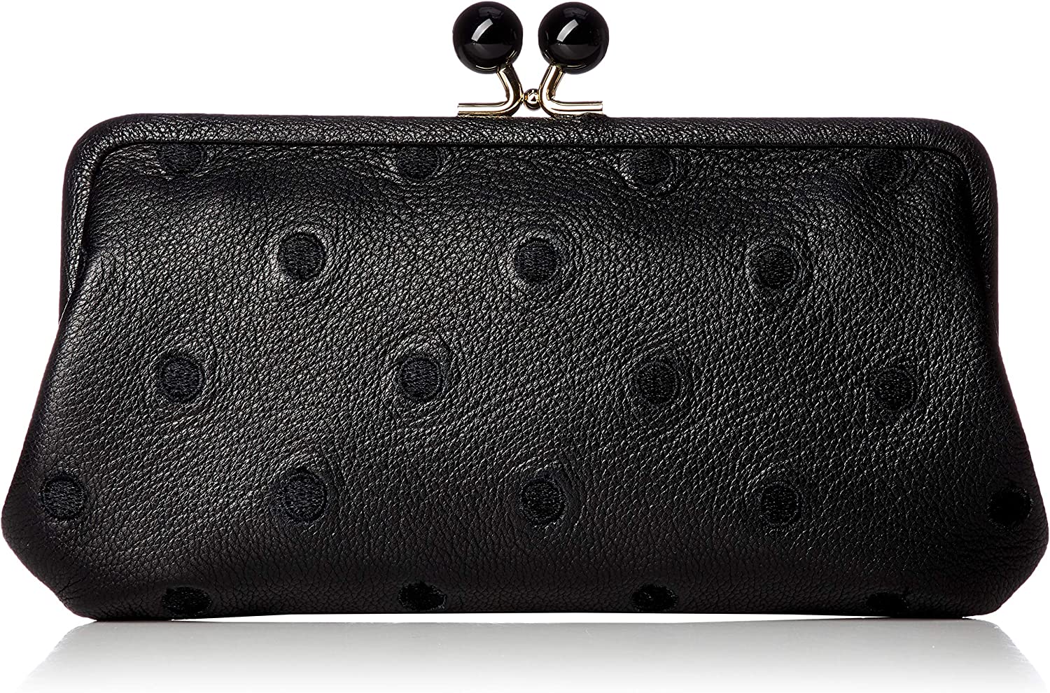 長財布 財布 レディース がま口財布 黒 ドット アクリル玉 BKDOT おしゃれ ブラック さいふ お財布 小銭入れ がま口