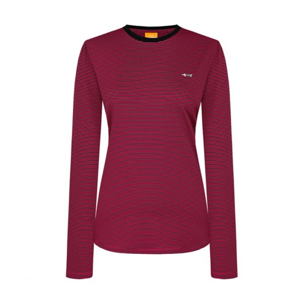 (ルイカステル) 女性用ダックスフントストライプラウンドTシャツ