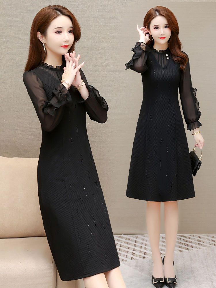 ドレス レディース 2023年秋 ボトムス気質が小さく内側が薄くて大きいサイズの小さな黒いドレス 母の日