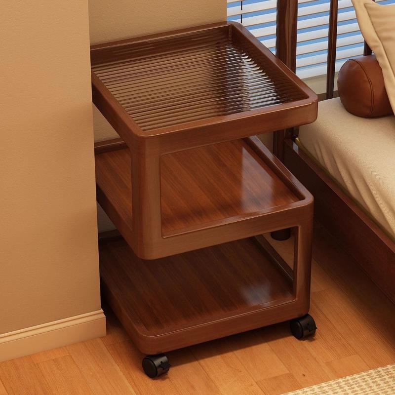 サイドテーブル ベッドサイドテーブル ナイトテーブル 収納付き キャスター付き コンセント付き コンパクト 幅40cm 3段棚 おしゃれ 北欧風 寝室 ベッド横 ソファー横 小さいスペースに最適 完成