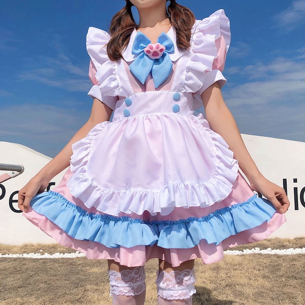 Qoo10] 超甘い ピンクブルー メイド服 cosp