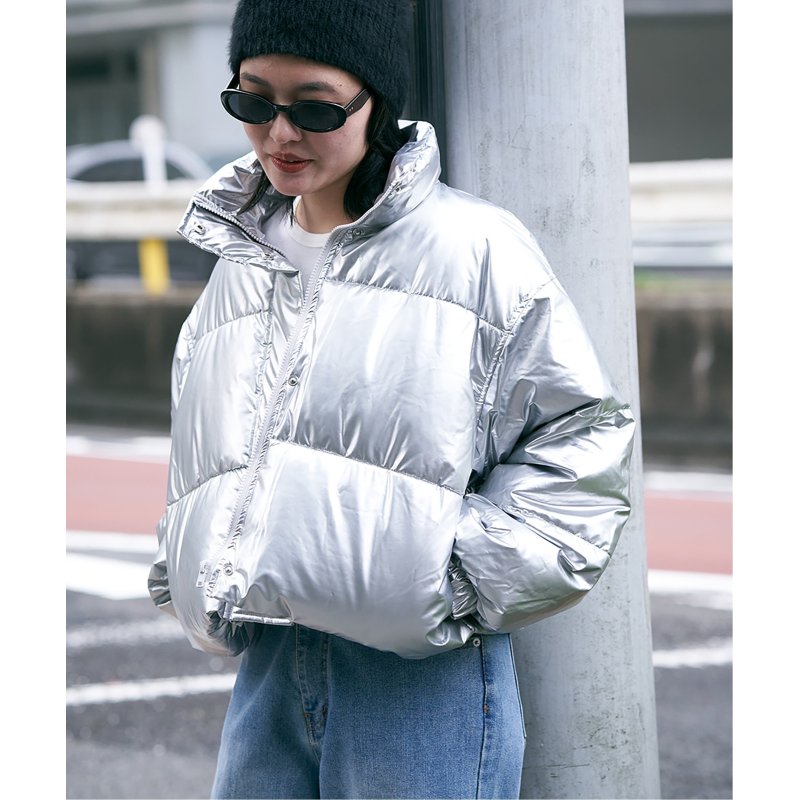 メタリック中綿ショートジャケット