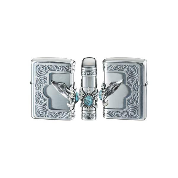 ZIPPO ジッポー ライター ストーンウイング ターコイズ 大型3面メタル 羽 アンティーク銀燻し 正規品