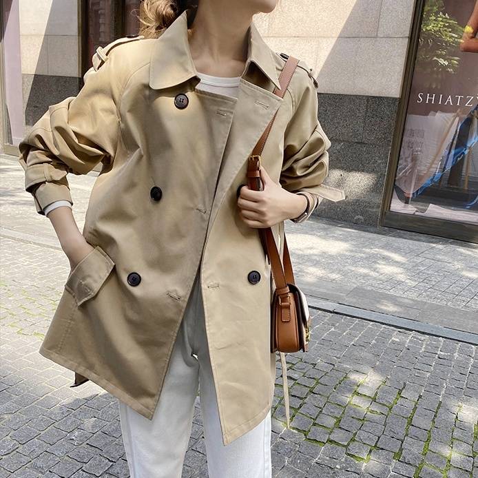 レディース アウター コート トレンチコート ミディアム丈 ダブル ベーシック きれいめ 上品 定番