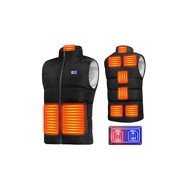 加熱ベスト【前後9箇所発熱】電熱ベスト 前後独立温度設定 3段階温度調整 速暖防寒 丸洗い