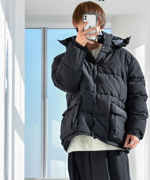 ダウンジャケット ダウン ポリリップストップ 中綿フーテッドジャケット メンズ レディース