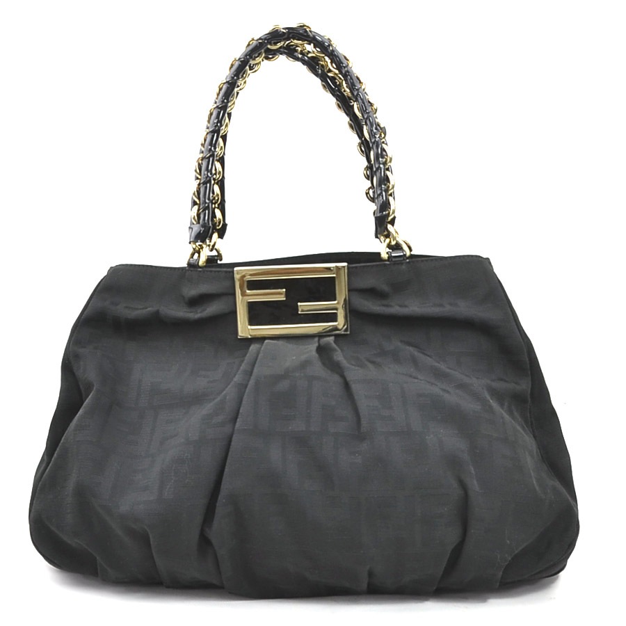フェンディ FENDI ショルダーバッグ ズッカ ミア ナイロンキャンバス/パテントレザー ブラック ゴールド レディース 2415-8BR616 e61252k