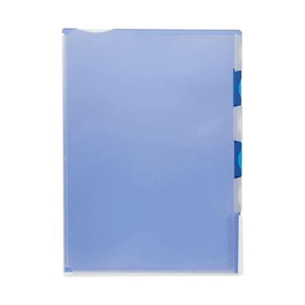 （まとめ）TANOSEE 超丈夫なマチ付クリアホルダー タフレル A4タテ 5山インデックス ブルー 1セット（20枚：5枚4パック）3セット