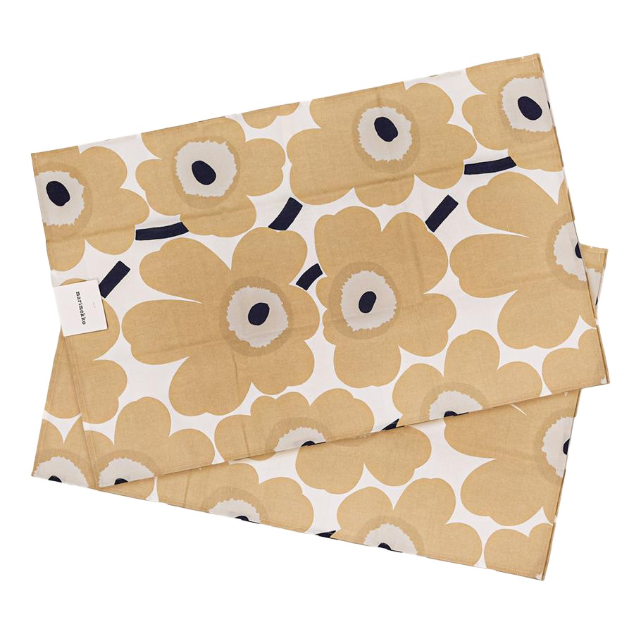 ティータオル キッチンタオル 2枚セット Unikko ウニッコ オフホワイト×ベージュ×ダークブルー 069803 185