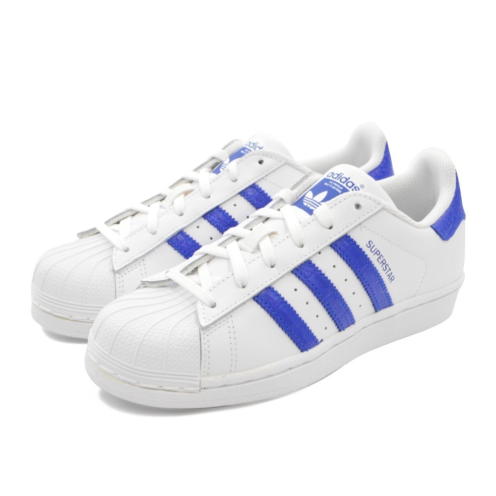 【SHOPクーポンあり】スーパースターＪ FOUNDATION J レディース スニーカー BZ0306 ホワイト ブルーライン シンプル 人気 三本線