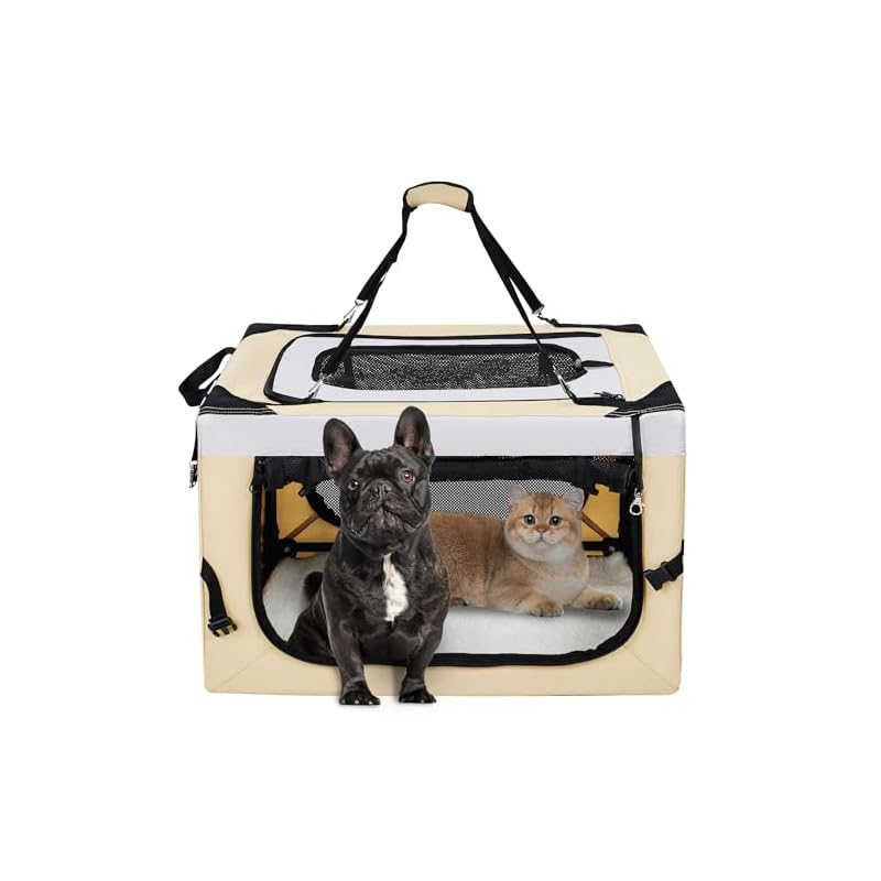 Stefanie ペットキャリークレート 小型犬 猫 ソフトクレート キャリーバッグ 折りたたみペットケージ 給水ボトルバンド付き 洗濯可能 10kgまで『災害簡易ハウスアウトドア病院キャンプ