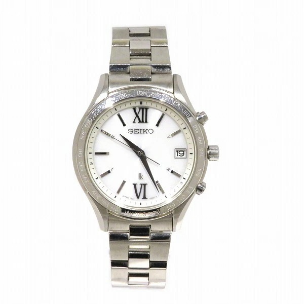 セイコー ルキア 7B27-0AB0 電波ソーラー ホワイト文字盤 デイト 腕時計 【中古】