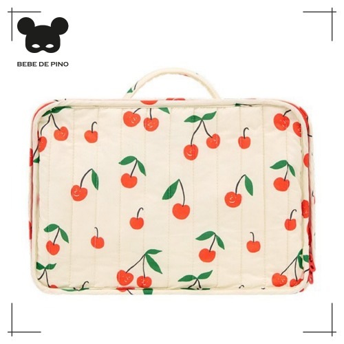 BEBEDEPINO キルトバック ポーチ Sサイズ Cream Cherry Quilting Square Pouch 韓国子供服 韓国人気 ベベドピノ